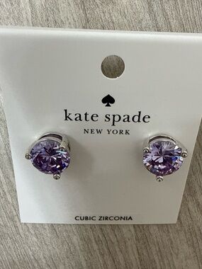 NWT! kate spade 1/4 inch large Purple Round Cubic Zirconia Stud Earrings